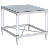 Lindley Square Tempered Mirror Acrylic Side End Table Chrome - 709727