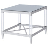 Lindley Square Tempered Mirror Acrylic Side End Table Chrome - 709727