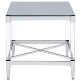 Lindley Square Tempered Mirror Acrylic Side End Table Chrome - 709727