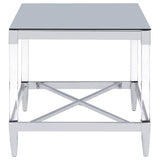 Lindley Square Tempered Mirror Acrylic Side End Table Chrome - 709727