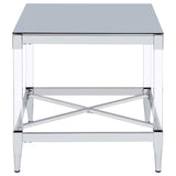Lindley Square Tempered Mirror Acrylic Side End Table Chrome - 709727