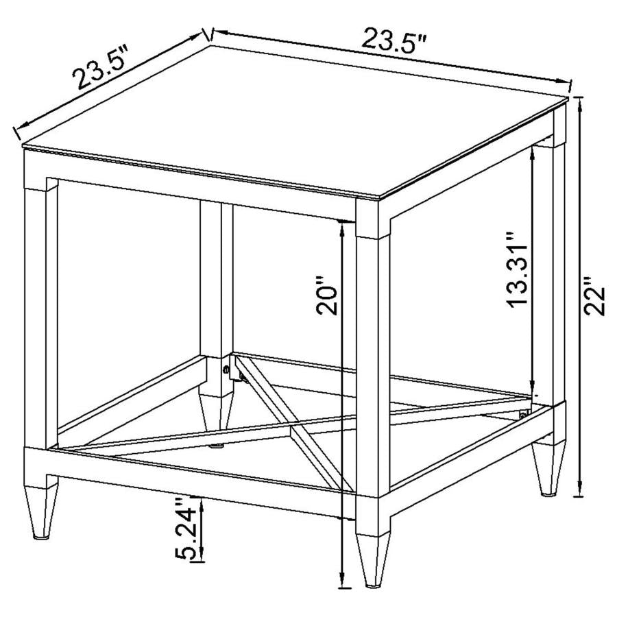 Lindley 2-piece Square Coffee and End Table Set Chrome - 709728-S2