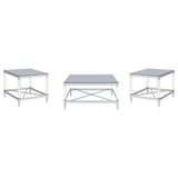 Lindley 3-piece Square Coffee and End Table Set Chrome - 709728-S3