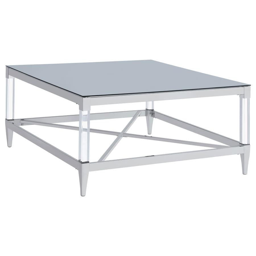 Lindley Square Tempered Mirror Acrylic Coffee Table Chrome - 709728