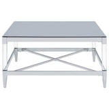 Lindley Square Tempered Mirror Acrylic Coffee Table Chrome - 709728