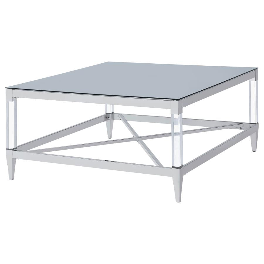 Lindley Square Tempered Mirror Acrylic Coffee Table Chrome - 709728