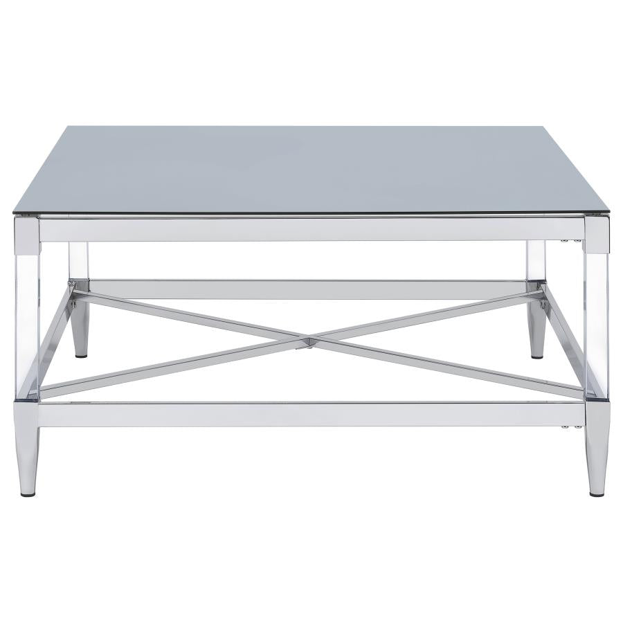Lindley Square Tempered Mirror Acrylic Coffee Table Chrome - 709728