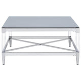 Lindley Square Tempered Mirror Acrylic Coffee Table Chrome - 709728