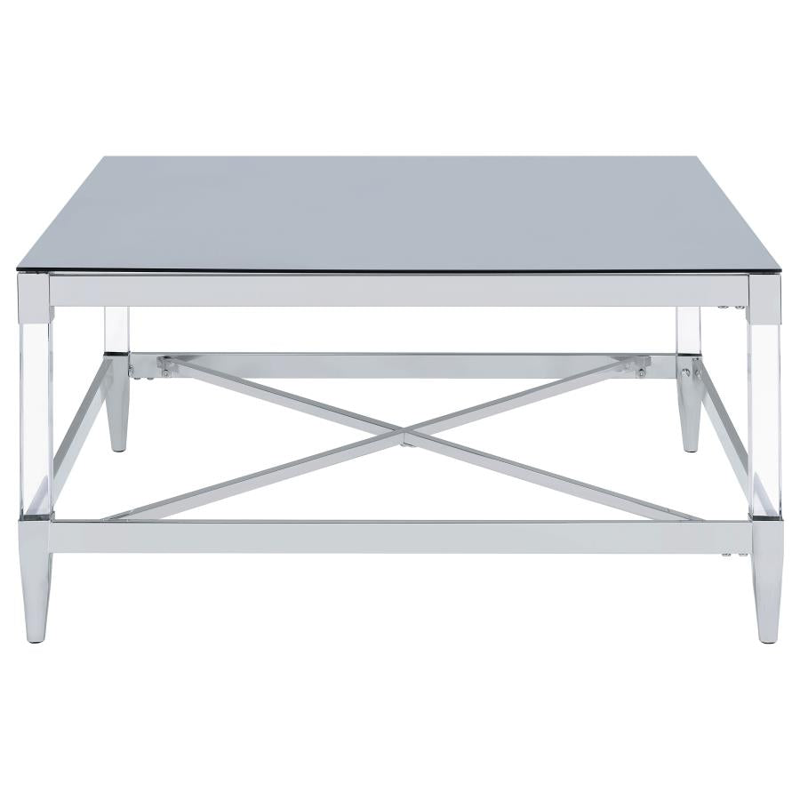 Lindley Square Tempered Mirror Acrylic Coffee Table Chrome - 709728