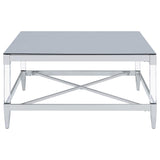 Lindley Square Tempered Mirror Acrylic Coffee Table Chrome - 709728