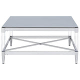 Lindley Square Tempered Mirror Acrylic Coffee Table Chrome - 709728