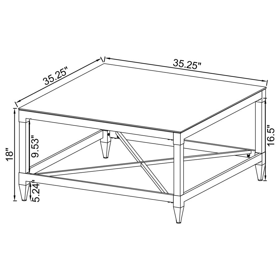 Lindley Square Tempered Mirror Acrylic Coffee Table Chrome - 709728
