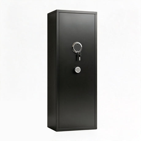 Rifle Safe, Biometric & Keypad Lock, Adjustable Gun Racks With Built In Alarm System
