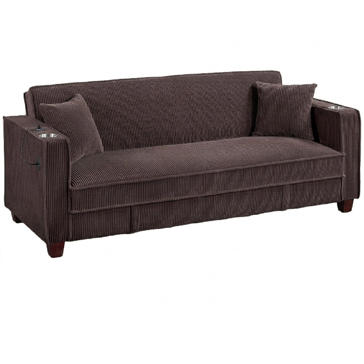 Modern Convertible Sofa With Hidden Storage USB Port, Cup Holder