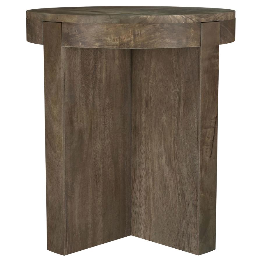 Kinkaid Round Solid Mango Wood End Table Brown - 710137