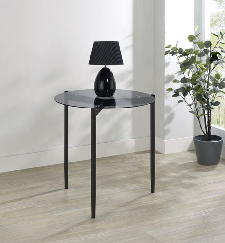 Rosalie Round Smoked Glass Top End Table Grey - 710167