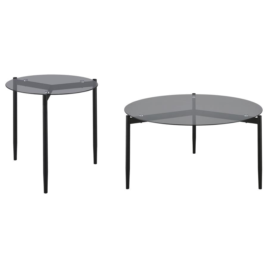 Rosalie 2-piece Round Coffee and End Table Set Grey - 710168-S2