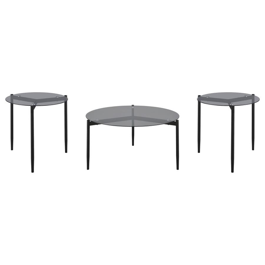 Rosalie 3-piece Round Coffee and End Table Set Grey - 710168-S3