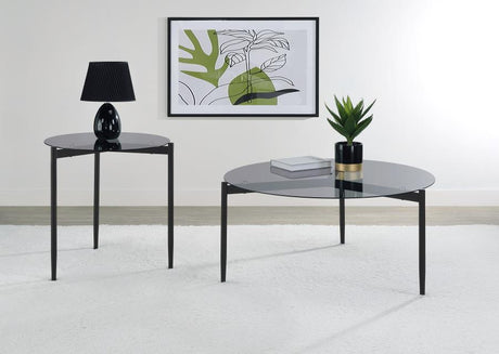 Rosalie Round Smoked Glass Top Coffee Table Grey - 710168