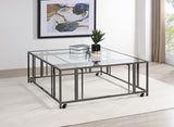 Adri Square Glass Top Coffee Table with Casters Black Nickel - 710178
