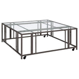 Adri Square Glass Top Coffee Table with Casters Black Nickel - 710178