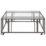 Adri Square Glass Top Coffee Table with Casters Black Nickel - 710178
