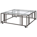 Adri Square Glass Top Coffee Table with Casters Black Nickel - 710178