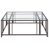 Adri Square Glass Top Coffee Table with Casters Black Nickel - 710178