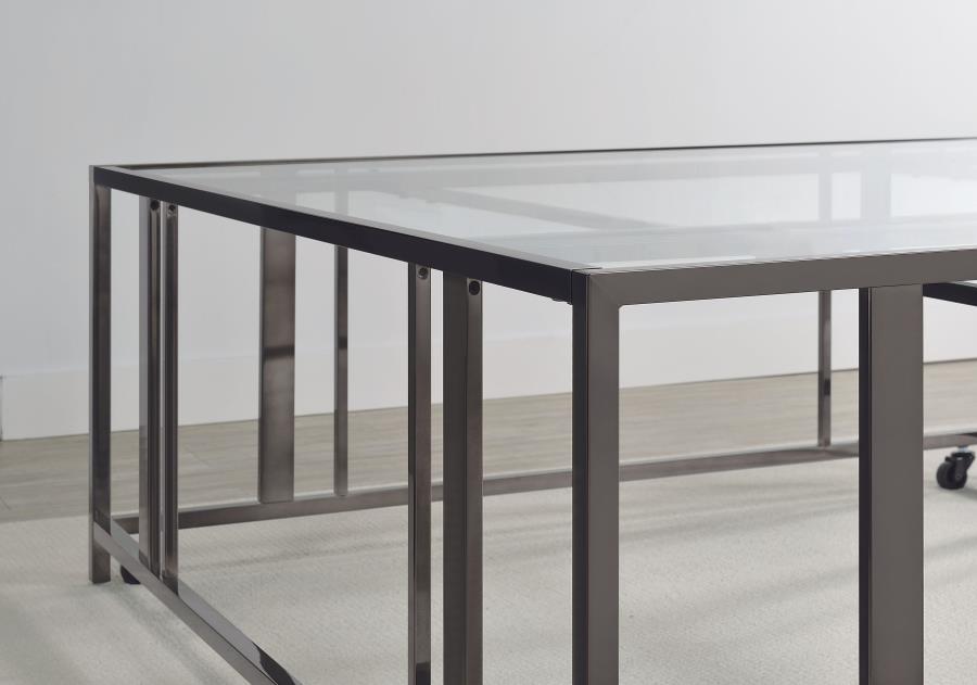 Adri Square Glass Top Coffee Table with Casters Black Nickel - 710178