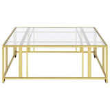 Adri Square Glass Top Coffee Table with Casters Matte Brass - 710188