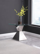 Jenny Glass Top Stainless Steel Side End Table Chrome - 710207