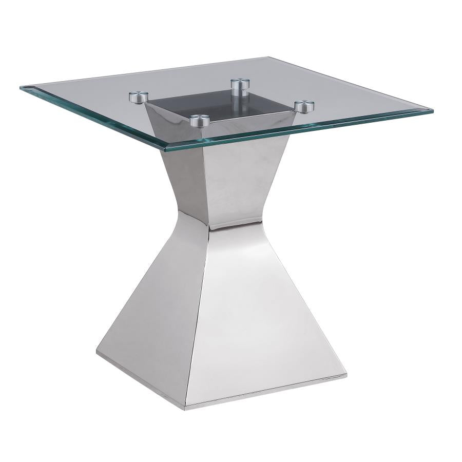 Jenny Glass Top Stainless Steel Side End Table Chrome - 710207