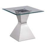 Jenny Glass Top Stainless Steel Side End Table Chrome - 710207