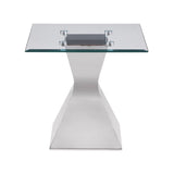Jenny Glass Top Stainless Steel Side End Table Chrome - 710207