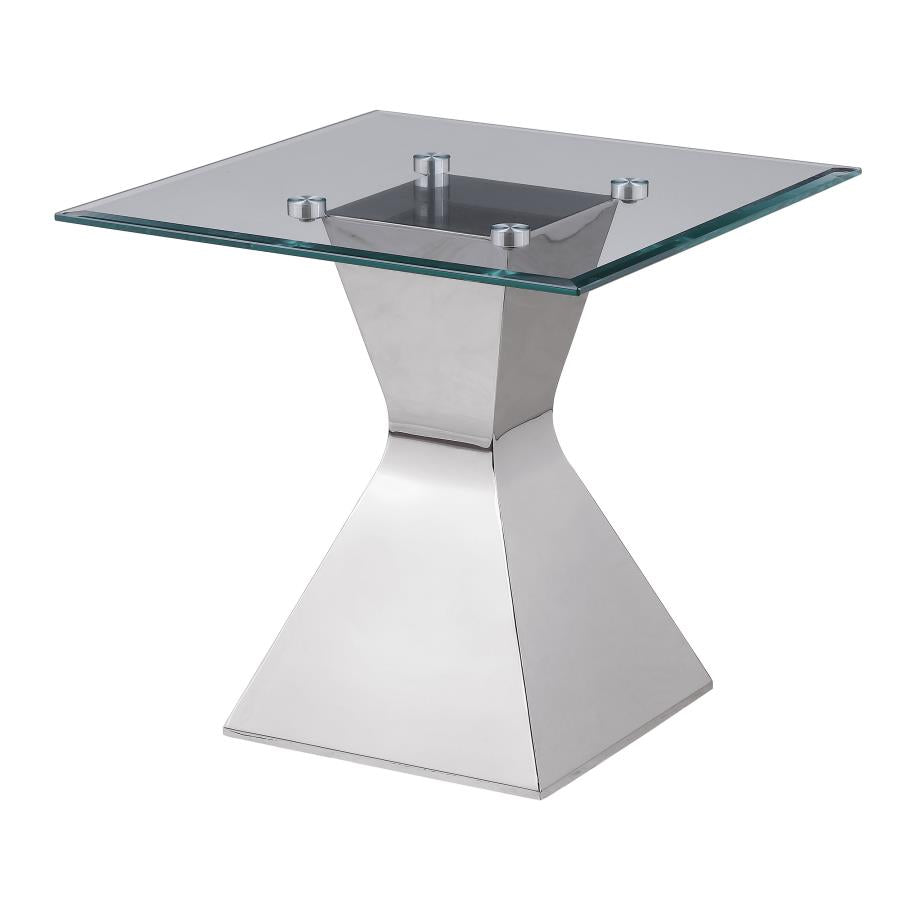 Jenny Glass Top Stainless Steel Side End Table Chrome - 710207