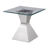 Jenny Glass Top Stainless Steel Side End Table Chrome - 710207