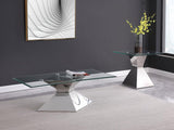 Jenny Glass Top Stainless Steel Side End Table Chrome - 710207