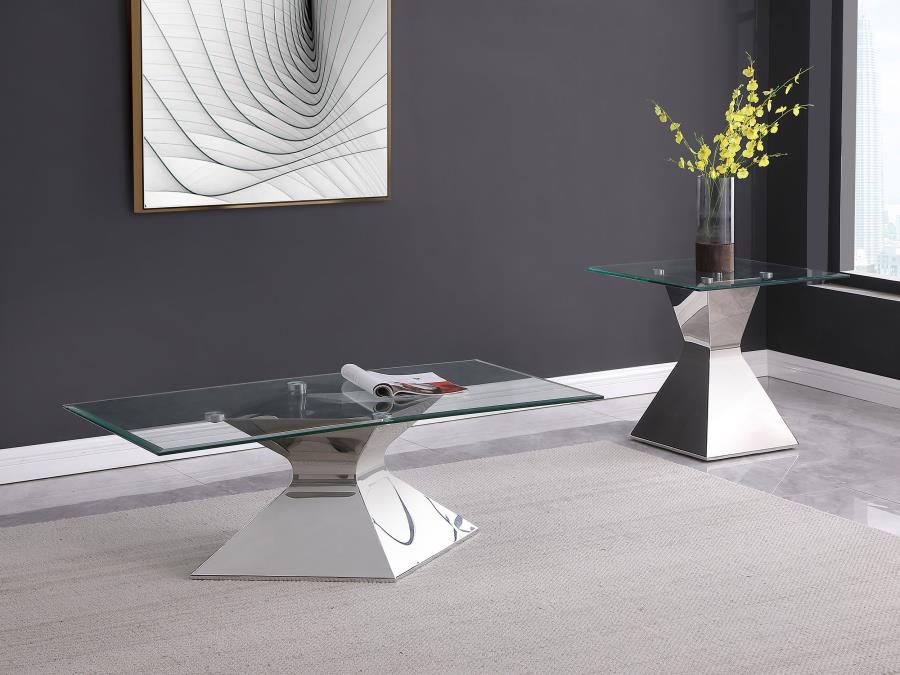 Jenny 2-piece Rectangular Coffee and End Table Set Chrome - 710208-S2
