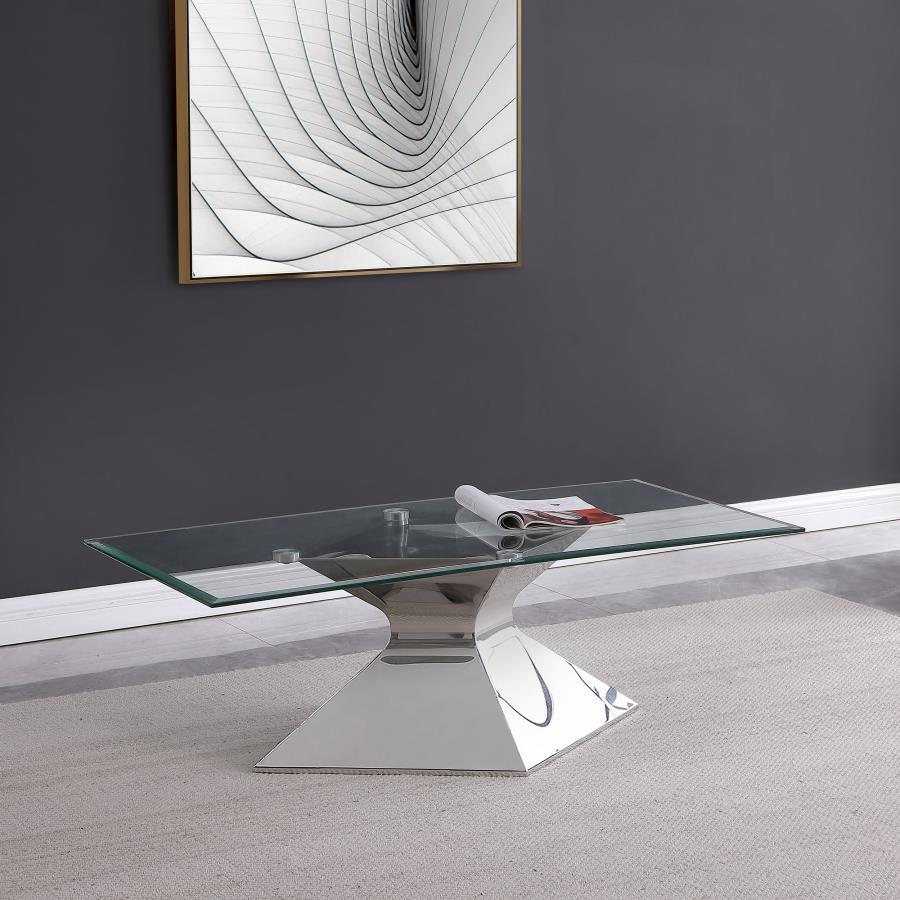 Jenny Glass Top Stainless Steel Coffee Table Chrome - 710208