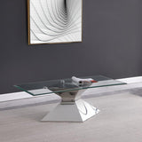 Jenny Glass Top Stainless Steel Coffee Table Chrome - 710208