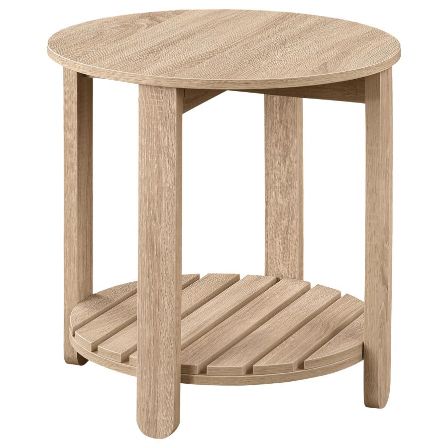 Fowler 1-shelf Round Engineered Wood Side End Table Natural - 710287