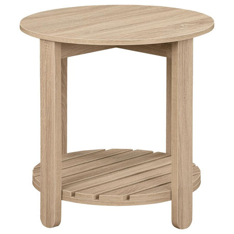 Fowler 1-shelf Round Engineered Wood Side End Table Natural - 710287