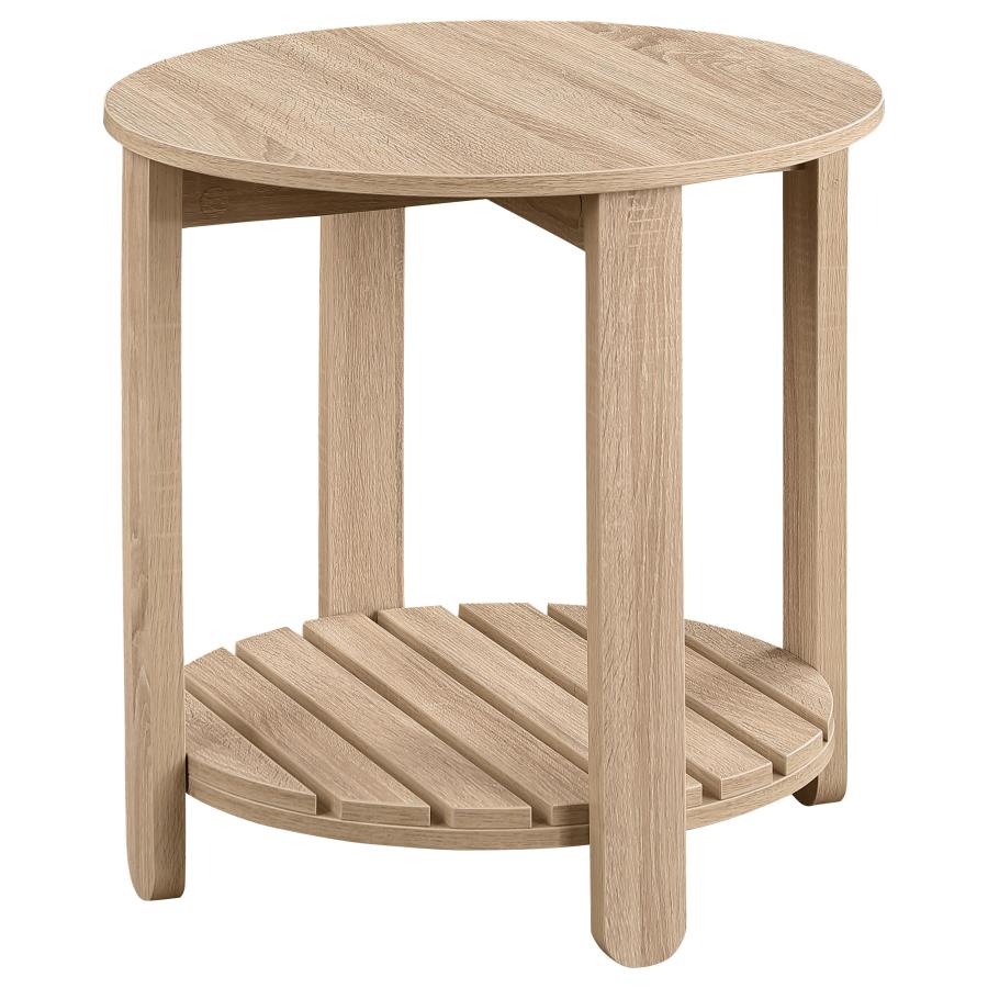 Fowler 1-shelf Round Engineered Wood Side End Table Natural - 710287