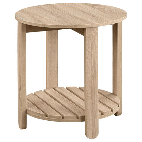 Fowler 1-shelf Round Engineered Wood Side End Table Natural - 710287