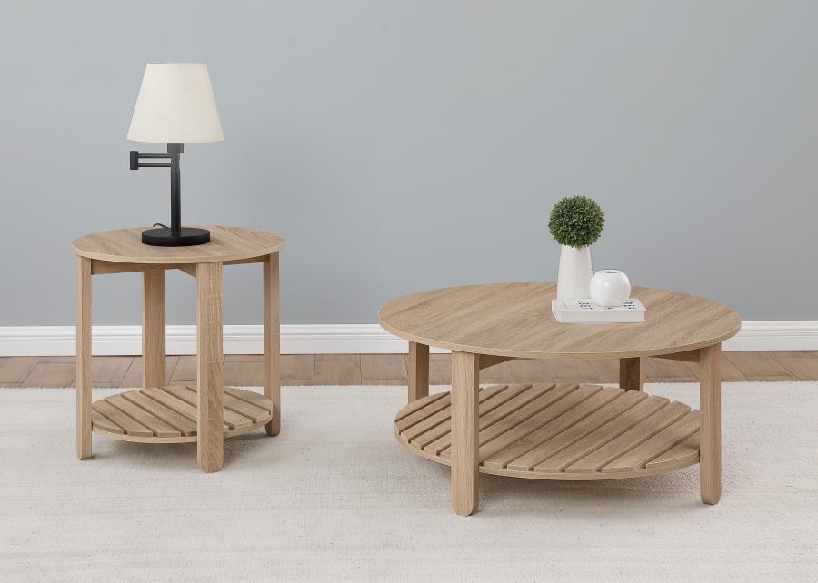 Fowler 1-shelf Round Engineered Wood Side End Table Natural - 710287