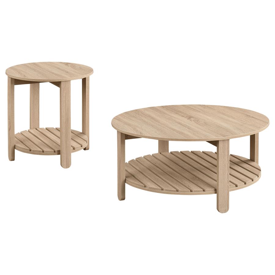 Fowler 2-piece Round Coffee and End Table Set Natural - 710288-S2