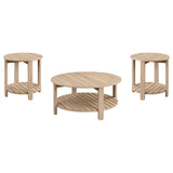 Fowler 3-piece Round Coffee and End Table Set Natural - 710288-S3
