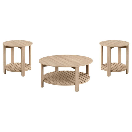 Fowler 3-piece Round Coffee and End Table Set Natural - 710288-S3