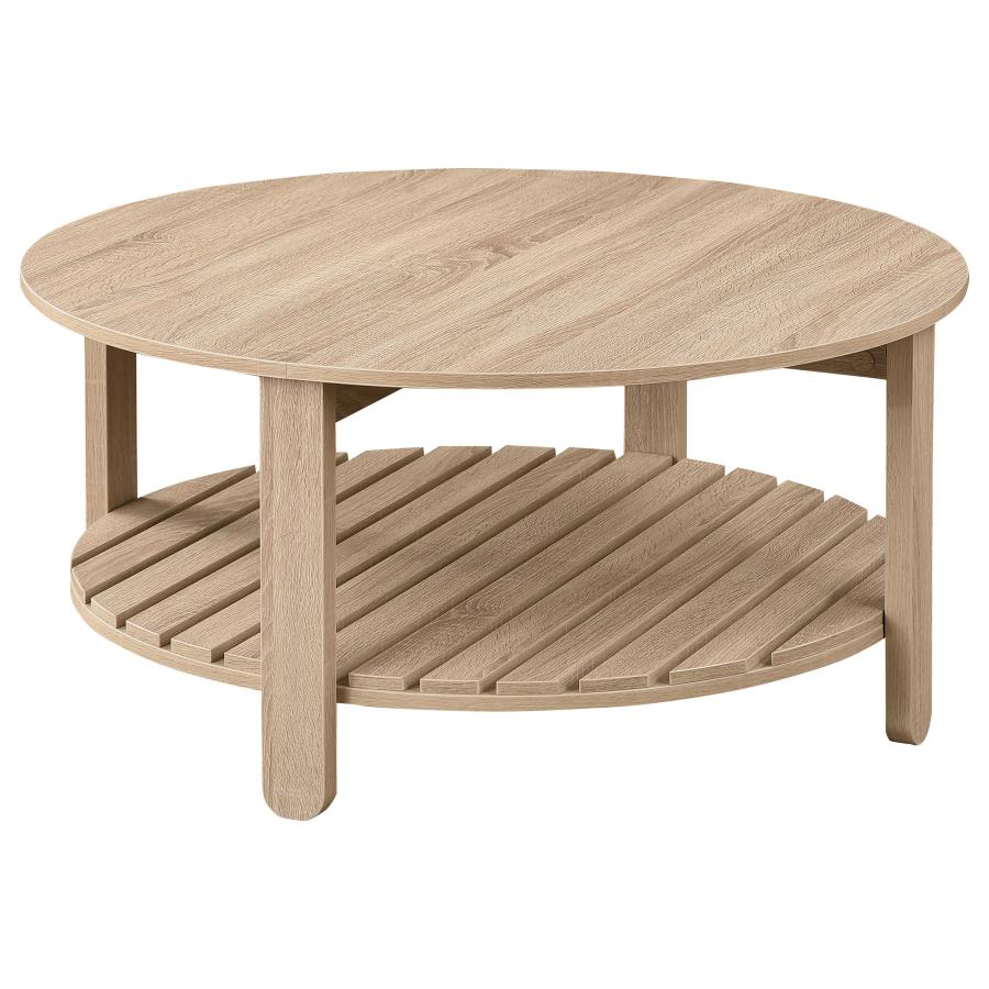 Fowler 1-shelf Round Engineered Wood Coffee Table Natural - 710288