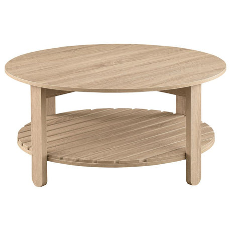 Fowler 1-shelf Round Engineered Wood Coffee Table Natural - 710288